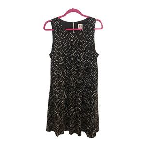 Anne Klein Casual A-Line Black Polka Dot Dress 12